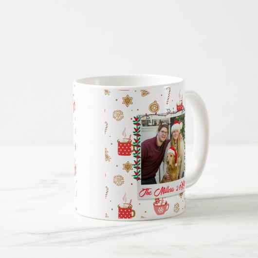 カスタム写真と名前メリーパーソナライズされたクリスマス コーヒーマグカップ (正面右)