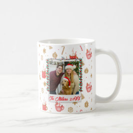 カスタム写真と名前メリーパーソナライズされたクリスマス コーヒーマグカップ