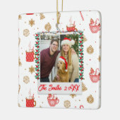 カスタム写真と名前メリーパーソナライズされたクリスマス セラミックオーナメント (左)