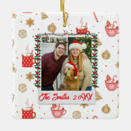カスタム写真と名前メリーパーソナライズされたクリスマス セラミックオーナメント