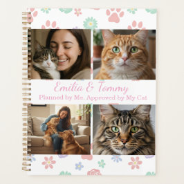 カスタム写真と名前付きプランナーカバー  猫好きさんに プランナー手帳