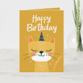 カスタム写真と名前 |かわいい猫イラストレーションアート カード (正面)