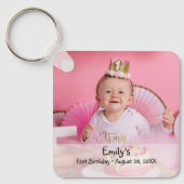 カスタム写真と名前Baby girl's first birthday キーホルダー (正面)