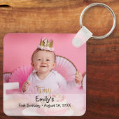 カスタム写真と名前Baby girl's first birthday キーホルダー (裏面)