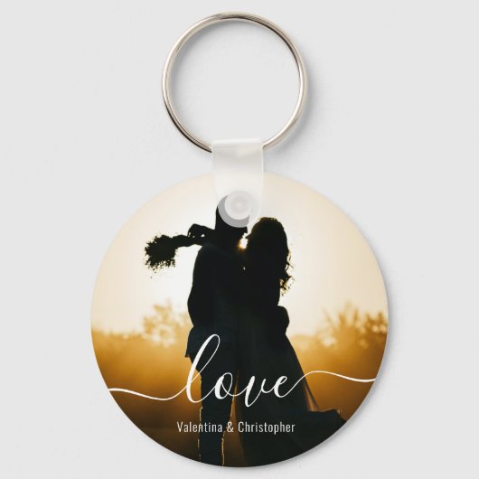カスタム写真と名前Love Script Keychain キーホルダー (正面)