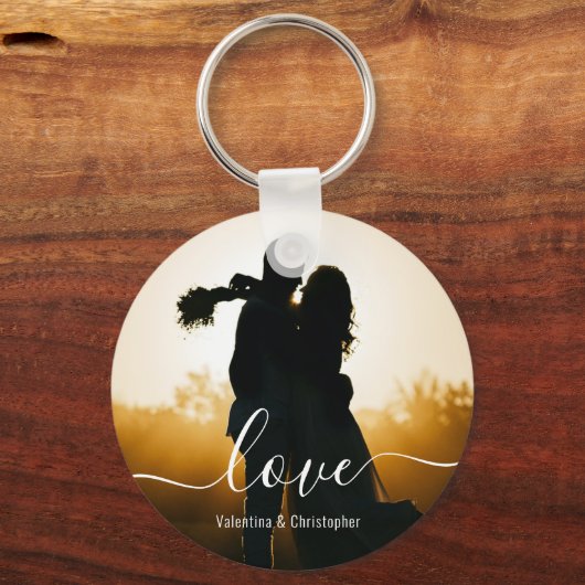 カスタム写真と名前Love Script Keychain キーホルダー (正面)