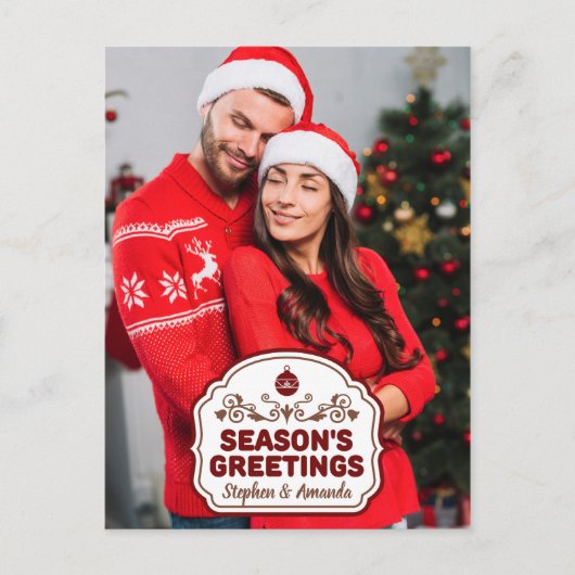 カスタム写真と名前Season's Greetingsはがき ポストカード (正面)