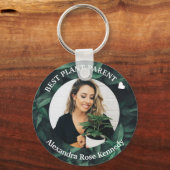 カスタム写真と名最高の名Plant親Green leaf キーホルダー (正面)