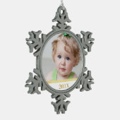 カスタム写真と年のオーナメント スノーフレークピューターオーナメント (左)