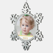 カスタム写真と年のオーナメント スノーフレークピューターオーナメント (右)