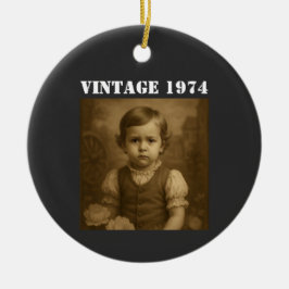 カスタム写真と年のヴィンテージパーソナライズされた セラミックオーナメント