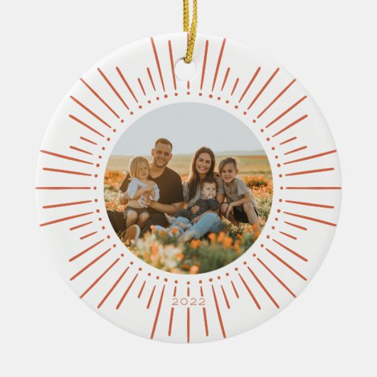 カスタム写真と年の日が差すこと両面 セラミックオーナメント (正面)