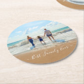 カスタム写真と文字あなたのデザインファ最高のイミリー ラウンドペーパーコースター (アングル)