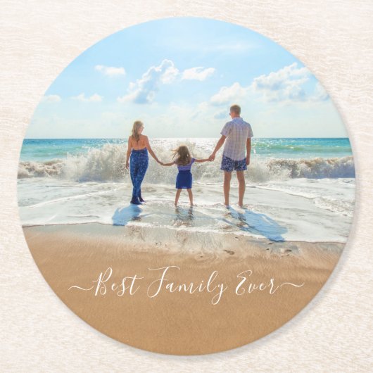 カスタム写真と文字あなたのデザインファ最高のイミリー ラウンドペーパーコースター (正面)