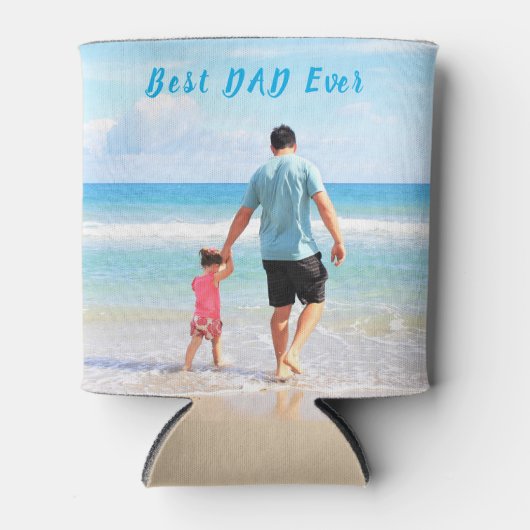 カスタム写真と文字のクーラーボックス-最高のパパ・エバー 缶クーラー (正面)