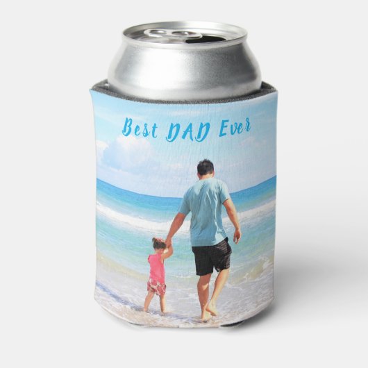 カスタム写真と文字のクーラーボックス-最高のパパ・エバー 缶クーラー (缶裏面)