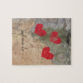 カスタム写真と文字のパーソナライズされたハート ジグソーパズル (横)