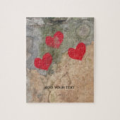 カスタム写真と文字のパーソナライズされたハート ジグソーパズル (縦)