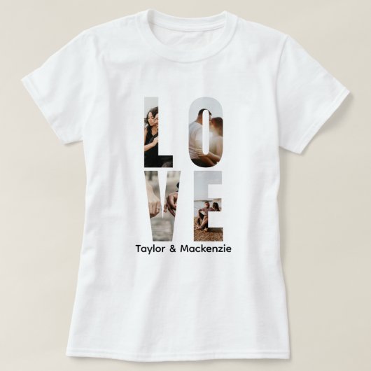 カスタム写真と文字のパーソナライズされた愛 Tシャツ (デザイン正面)