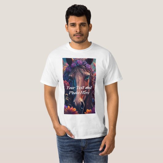 カスタム写真と文字の追加 Tシャツ (正面フル)