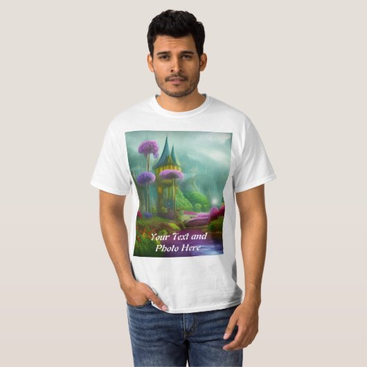 カスタム写真と文字の追加 Tシャツ (正面フル)