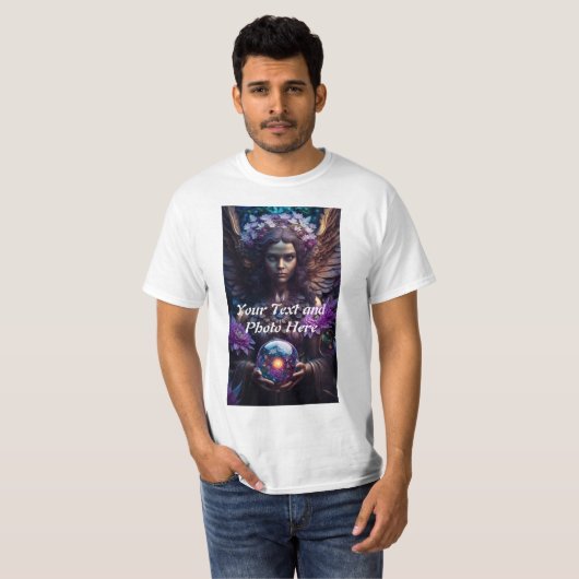 カスタム写真と文字の追加 Tシャツ (正面フル)