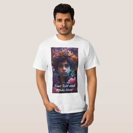カスタム写真と文字の追加 Tシャツ (正面フル)