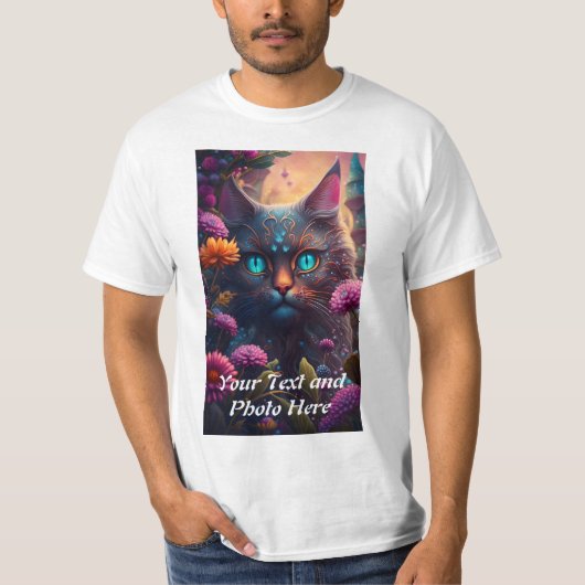 カスタム写真と文字の追加 Tシャツ (正面)