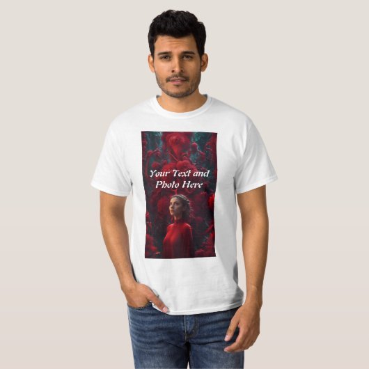 カスタム写真と文字の追加 Tシャツ (正面フル)