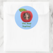 カスタム写真と文字アップル顔シール ラウンドシール (バッグ)