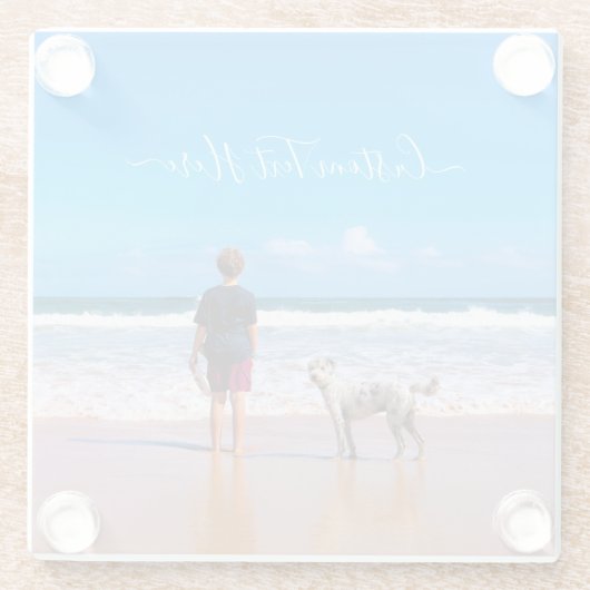 カスタム写真と文字ガラスのコースター ガラスコースター (裏面)