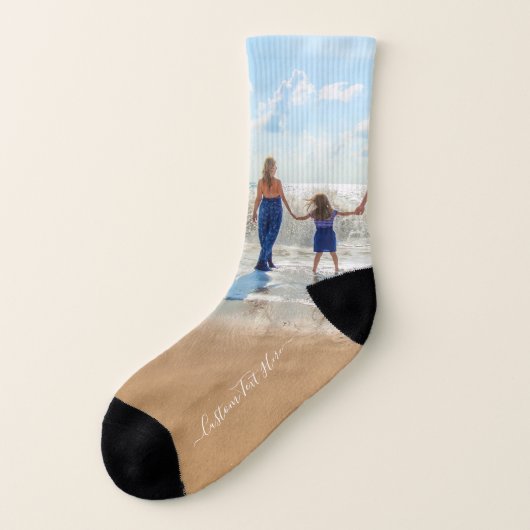 カスタム写真と文字ソックス – あなたの家族のデザイン ソックス (左外側)