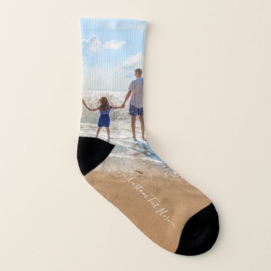 カスタム写真と文字ソックス – あなたの家族のデザイン ソックス (左内側)