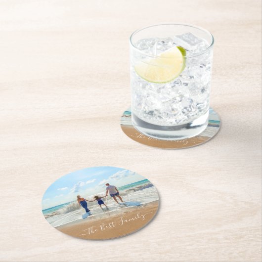 カスタム写真と文字デザインザファミ最高のリー ラウンドペーパーコースター (インサイチュ)