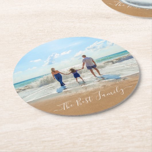 カスタム写真と文字デザインザファミ最高のリー ラウンドペーパーコースター (アングル)