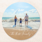 カスタム写真と文字デザインザファミ最高のリー ラウンドペーパーコースター (正面)