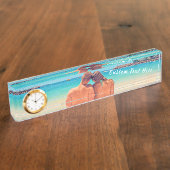 カスタム写真と文字デスク名プレートパーソナライズされた デスクネームプレート (側面)