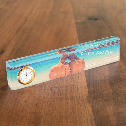 カスタム写真と文字デスク名プレートパーソナライズされた デスクネームプレート (側面)