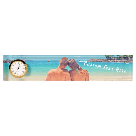 カスタム写真と文字デスク名プレートパーソナライズされた デスクネームプレート (正面)