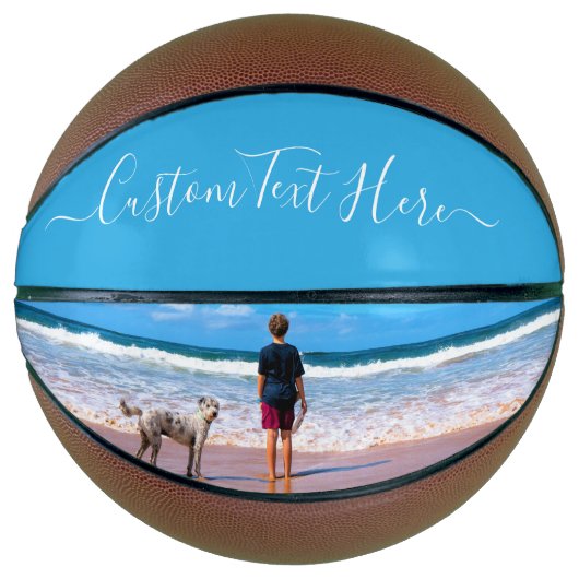 カスタム写真と文字バスケットボール自分のデザイン バスケットボール (正面)
