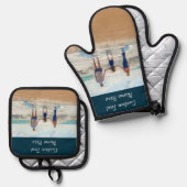 カスタム写真と文字パーソナライズされたあなたの贈り物 鍋つかみ&鍋敷きセット (正面/裏面)