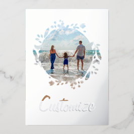 カスタム写真と文字パーソナライズされたフローラ縁ど 箔シーズンカード