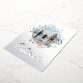 カスタム写真と文字パーソナライズされたフローラ縁ど 箔シーズンカード (回転した状態)