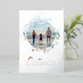 カスタム写真と文字パーソナライズされたフローラ縁ど 箔シーズンカード (立ち正面)