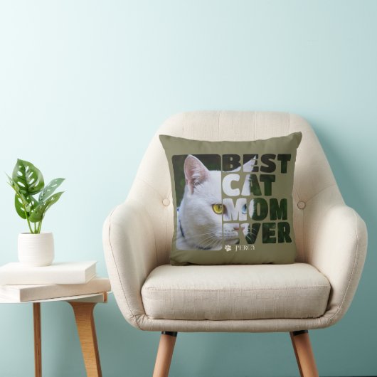 カスタム写真と文字パーソナライズされた最高の猫ママ クッション (椅子)