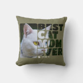 カスタム写真と文字パーソナライズされた最高の猫ママ クッション (正面)