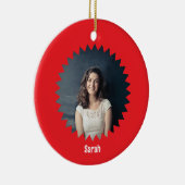 カスタム写真と文字パーソナライズされた セラミックオーナメント (右)