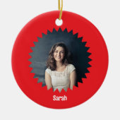 カスタム写真と文字パーソナライズされた セラミックオーナメント (正面)