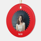 カスタム写真と文字パーソナライズされた セラミックオーナメント (左)