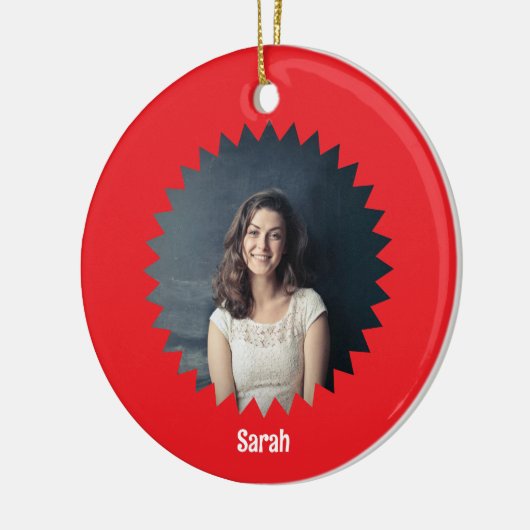 カスタム写真と文字パーソナライズされた セラミックオーナメント (左)